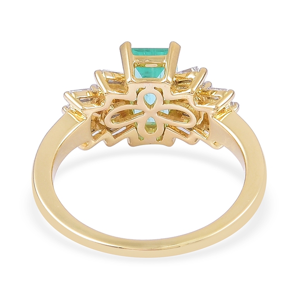 ILIANA 18K Yellow Gold AAA Boyaca Colombian Emerald (Oct 1.00 Ct), Diamond (SI-G-H) Ring 1.50 Ct