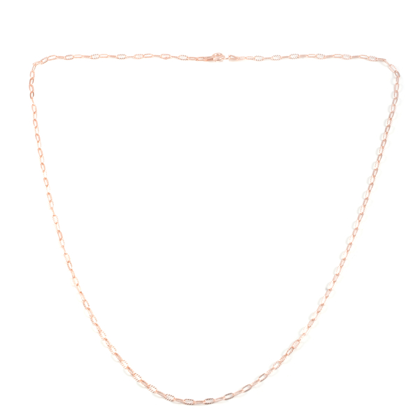 Close Out Deal Rose Gold Overlay Sterling Silver Diamond Cut Link Chain (Size 24), Silver wt 3.50 Gm