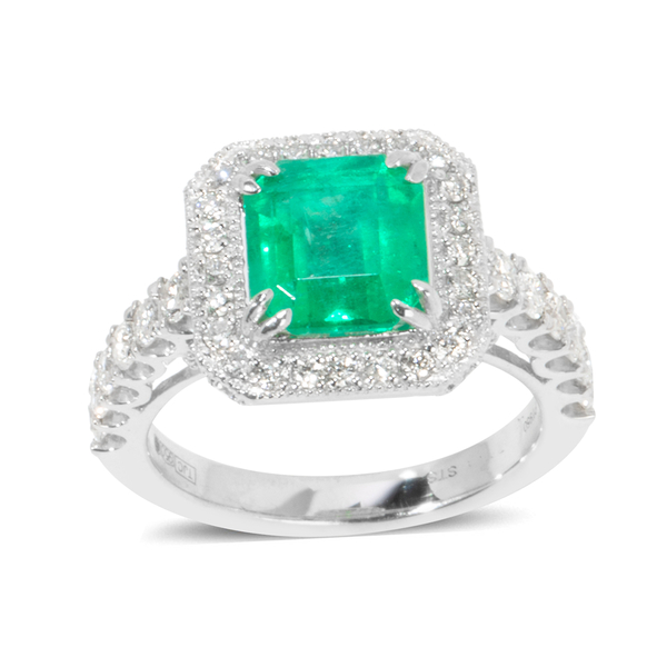 Signature Collection - 950 Platinum AAAA Boyaca Colombian Emerald, Diamond (SI & I1-G-H) Ring 3.730 
