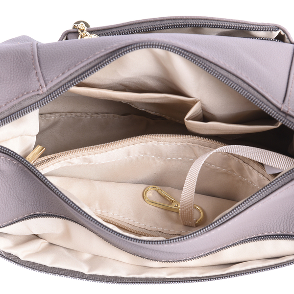 SENCILLEZ. Genuine Leather Womens Crossbody Bag with Shouler Strap (Size 29x10x21 Cm) - Grey
