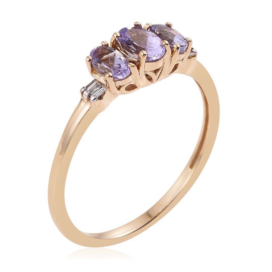 14K Y Gold Rare Natural Pink Tanzanite (Ovl 0.50 Ct), Diamond Ring 1.030 Ct.