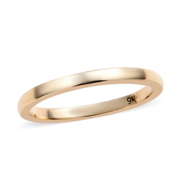 High Finish 2mm Plain Wedding Band Ring in 9K Gold