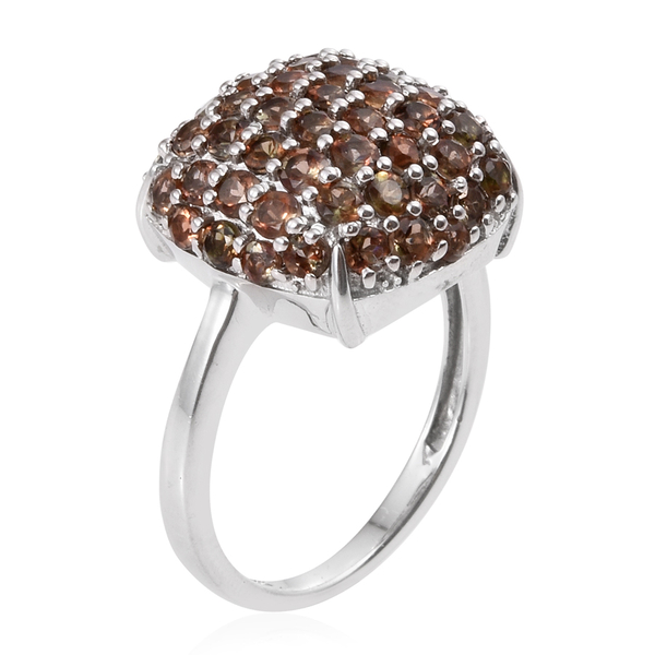 Jenipapo Andalusite (Rnd) Cluster Ring in Platinum Overlay Sterling Silver 2.750 Ct.