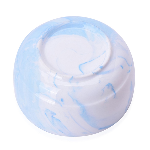 Set of 4 - Light Blue and White Colour Marble Pattern Ceramic Bowl (Size 10.5X5 Cm)