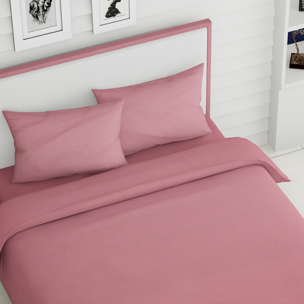 4 Piece Set - Super Soft Copper Infused 1 Fitted Sheet (150x200+30 Cm), 1 Flat Sheet (275x265 Cm) and 2 Pillowcase (50x75 Cm) (Size King) - Dusty Rose Colour