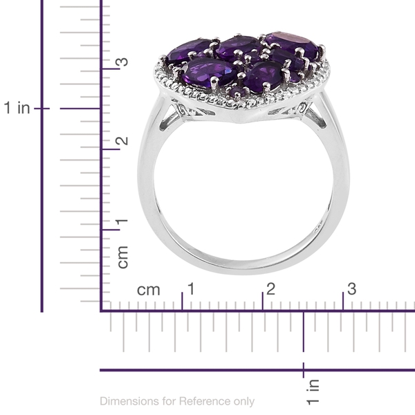 Amethyst (Ovl) Heart Ring in Platinum Overlay Sterling Silver 3.250 Ct.
