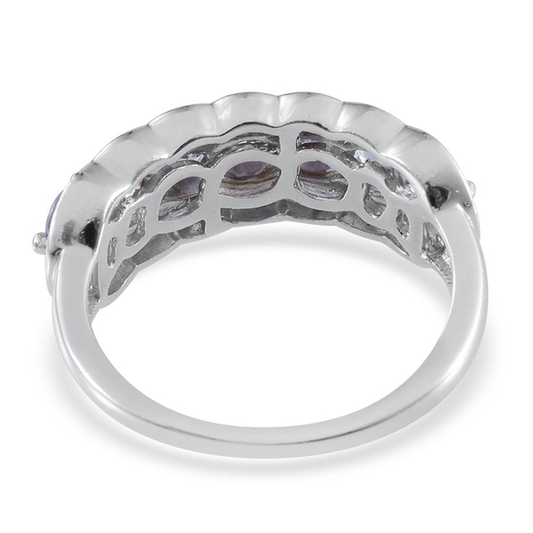 Tanzanite (Rnd), White Topaz Ring in Platinum Overlay Sterling Silver 1.500 Ct.