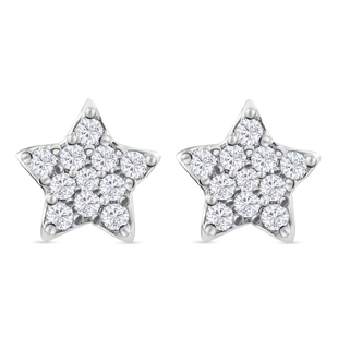 9K White Gold SGL Certified Diamond Star Stud Earrings With Push Back 0.33 Ct.