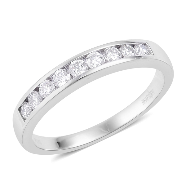 RHAPSODY 950 Platinum (5.45 Grms) IGI Certified Diamond (Rnd) (VS/E-F) Half Eternity Band Ring 0.500