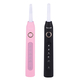 Set Of 2 - Sonic Electric Toothbrush with 8 Interchangeable Heads and USB Charging Cable (Size 23x3 Cm) - Black & Pink