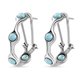 Larimar Hoop Earrings with French Clip in Platinum Overlay Sterling Silver 2.63 Ct, Silver Wt. 4.87 Gms