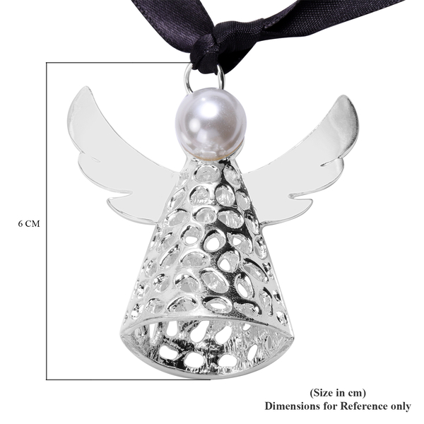 RACHEL GALLEY Simulated Pearl Angel Baubles Charm in Silver Tone