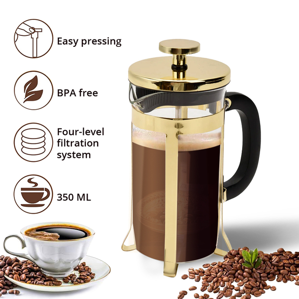 French Press Coffee Maker 350 ML - Yellow Gold
