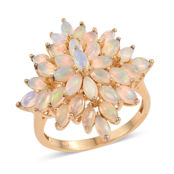 Ethiopian Welo Opal (Mrq) Cluster Ring in 14K Gold Overlay Sterling Silver 3.500 Ct.