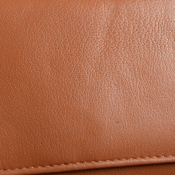 Genuine Leather RFID Blocker Tan Colour Ladies Purse (Size 15.5x8.5 Cm)