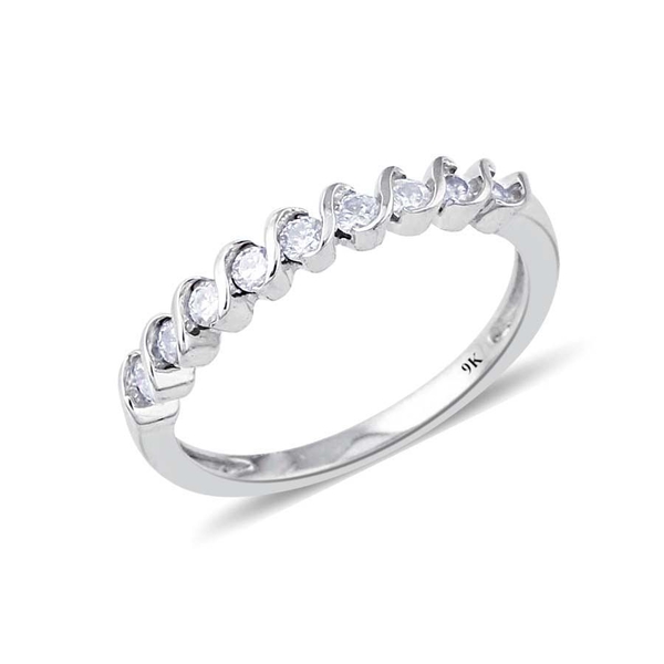 9K White Gold SGL Certified Diamond (Rnd) (I3/G-H) Half Eternity Ring 0.330 Ct.