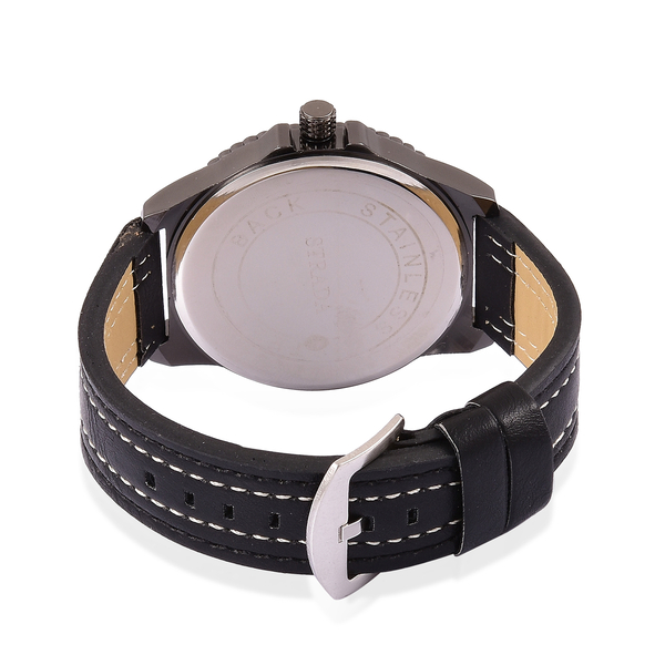 STRADA Japanese Movement Water Resistant Watch in Black Tone with Black Colour Strap