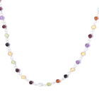 One Time Deal-  Faceted Multi Gemstone Station Beads Necklace (Size 18) in Sterling Silver 12.55 Ct.