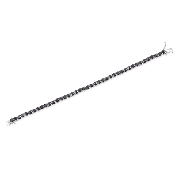 Close Out Deal AAA Simulated Black Spinel (Rnd) Tennis Bracelet (Size 7.25) in Silver Bond