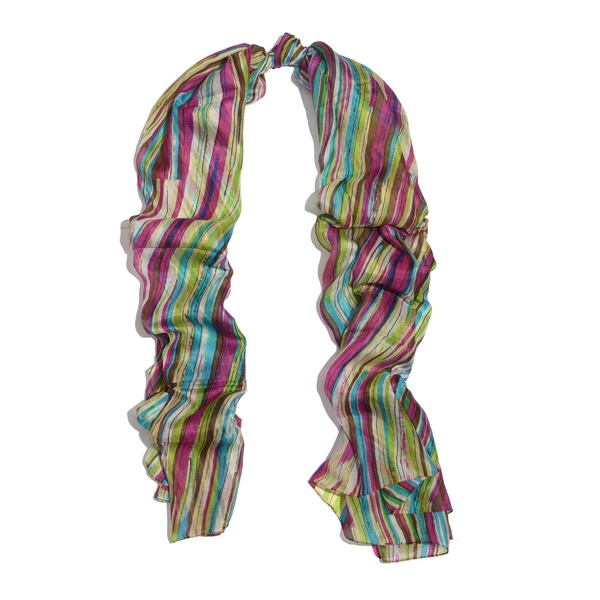 100% Mulberry Silk Multi Colour Abstract Printed Scarf (Size 180x100 Cm)