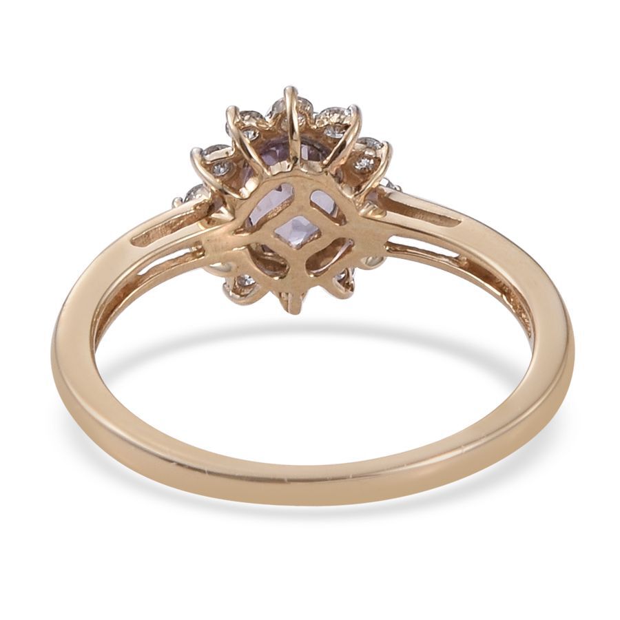 14K Y Gold Rare Natural Pink Tanzanite (Ovl 0.85 Ct), Diamond Ring 1.150 Ct.