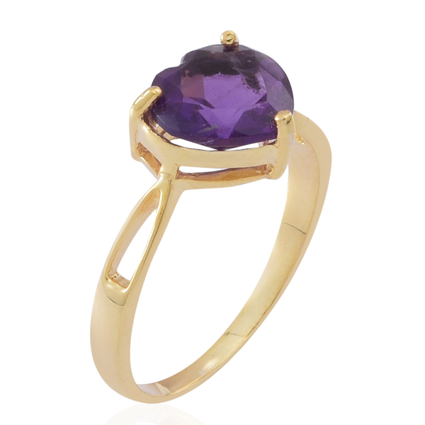 Amethyst (Hrt) Solitaire Ring in 14K Gold Overlay Sterling Silver 2.000 Ct.