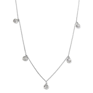Diamond Station Necklace (Size 18) in Platinum Overlay Sterling Silver
