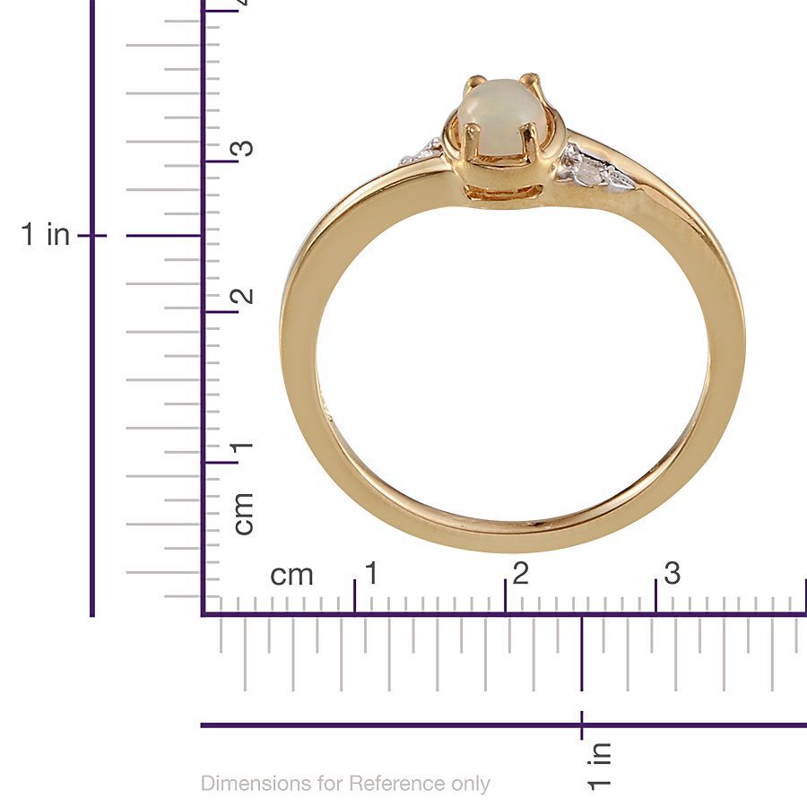 Ethiopian Welo Opal (Ovl), Diamond Ring in 14K Gold Overlay Sterling Silver