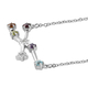 Diamond and Multi Gemstones Necklace (Size - 18 with 2 inch Extender ) in Platinum Overlay Sterling Silver, Silver Wt 4.67 Gms