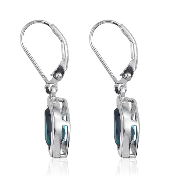 Capri Blue Quartz (Mrq) Lever Back Earrings in Platinum Overlay Sterling Silver 2.250 Ct.