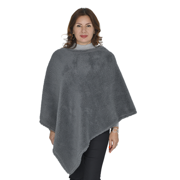 Elegant Faux fur Poncho (Size 109x99 Cm) - Grey