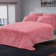 3 Piece Set- TJC Faux Fur Throw (Size 225x220 Cm) and 2 Pillow Cases (Size 70x50 Cm) - Pink