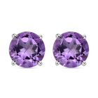 Rose De France Amethyst Stud Earrings (With Push Back) in Platinum Overlay Sterling Silver 5.00 Ct.