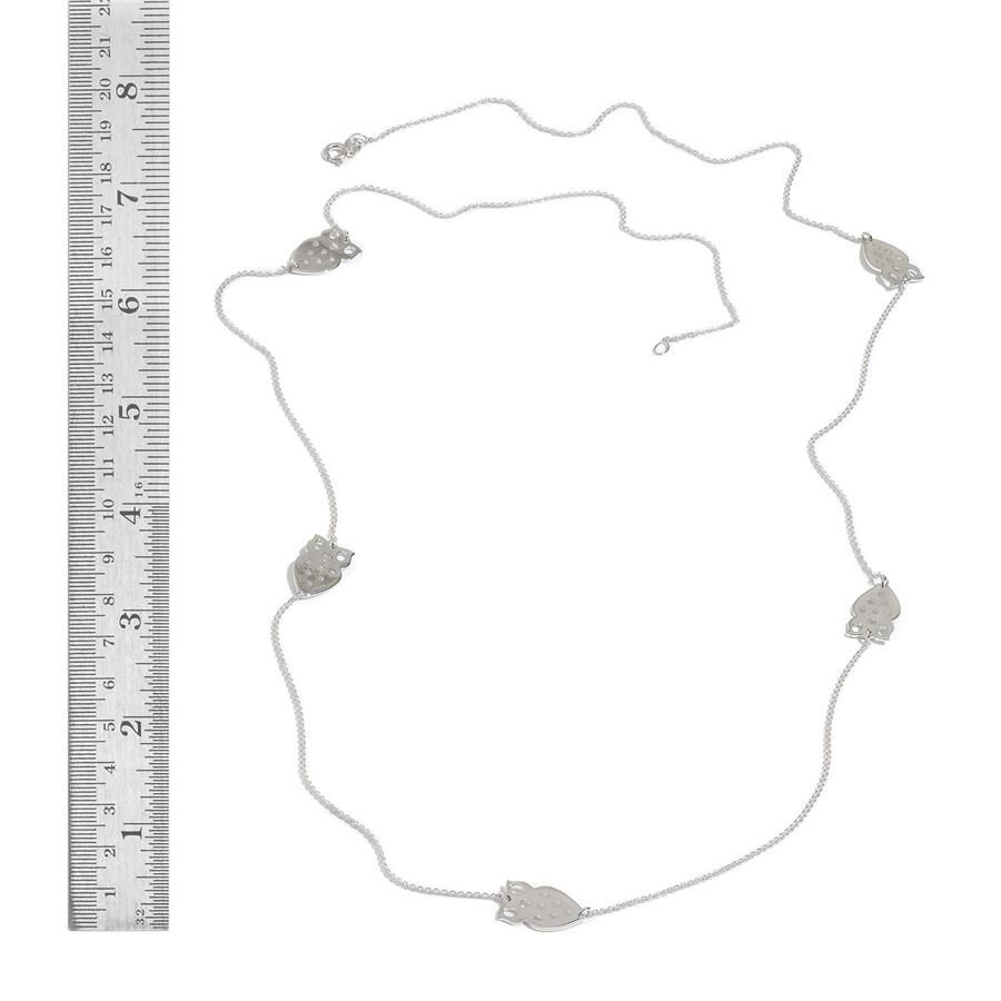 Designer Inspired Sterling Silver Owl Necklace (Size 30), Silver wt 5.59 Gms.