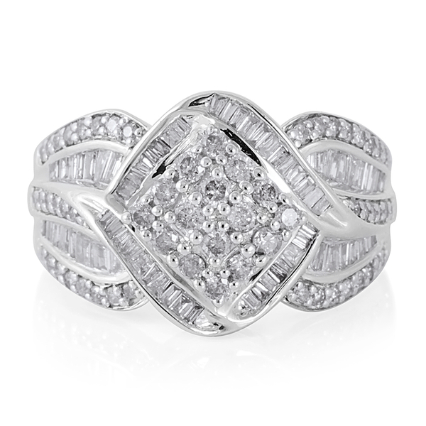 New York Close Out Deal 9K W Gold Diamond (Rnd) (I1- I2 and G-H) Ring 1.000 Ct. Gold Wt 5.70 Gms