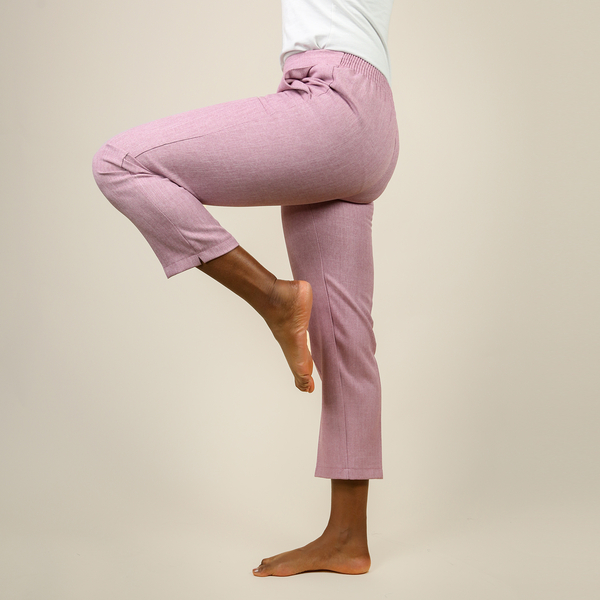 Emma Half Elasticated Comfortable Trousers in Pink (Size 12) Inside Length 63.5 Cm