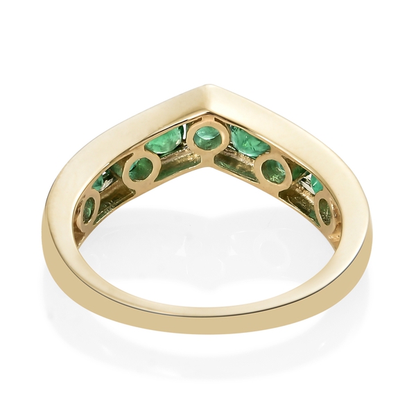 Limited Edition 9K Yellow Gold Premium Santa Terezinha Emerald (Rnd) Wishbone Ring 1.250 Ct.