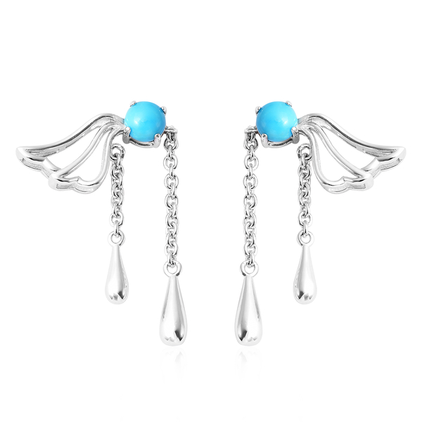 LucyQ Art Nouveau Collection Arizona Sleeping Beauty Turquoise Earrings (with Push Back) in Rhodium 