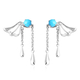 LucyQ Art Nouveau Collection Arizona Sleeping Beauty Turquoise Earrings (with Push Back) in Rhodium 