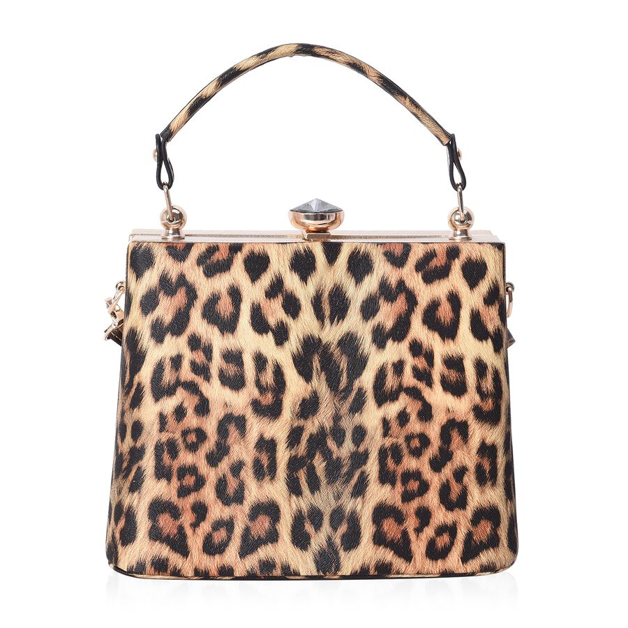 Leopard Pattern Tote Bag with Detachable Shoulder Strap Size 22x14x18