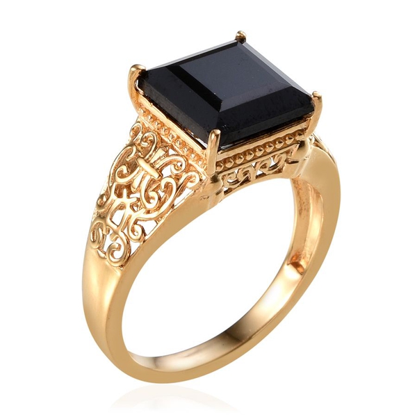 Boi Ploi Black Spinel (Sqr) Solitaire Ring in 14K Gold Overlay Sterling Silver 6.250 Ct.