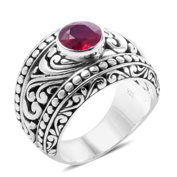 Royal Bali Collection - 2.61 Ct African Ruby Ring in Silver 12.50 Gms
