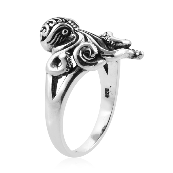 Royal Bali Collection Sterling Silver Octopus Ring, Silver wt 6.13 Gms.