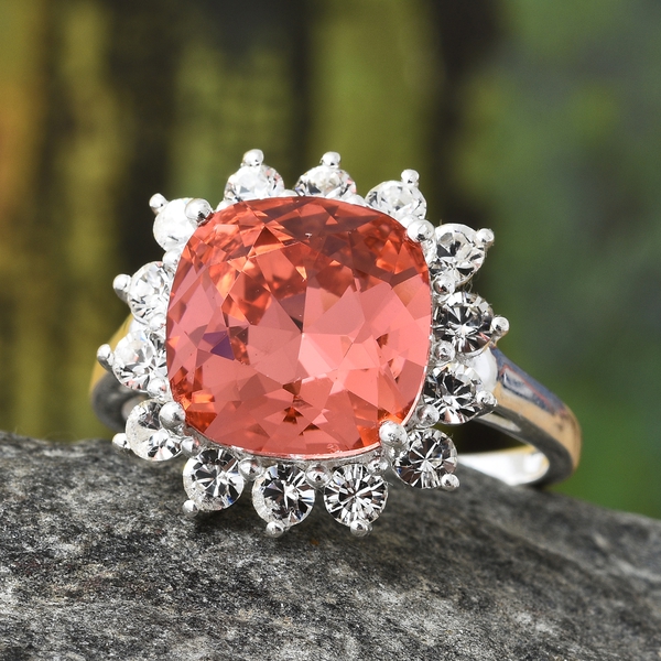 J Francis  - Indian Pink Crystal (Cush), White Crystal Ring in Sterling Silver, Silver wt 3.07 Gms.