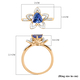 9K Yellow Gold Tanzanite, Diamond and Kanchanaburi Blue Sapphire Ring 1.02 Ct.