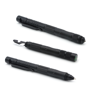 7 in 1 Metal Multi Function Tactical Touch Screen Ball Pen and Multi Functional Card - Black