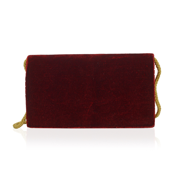 Peacock Sequence Hand Embroidered Velvet Clutch with Shoulder  Strap (Size 20.32x12.7x5.08 Cm) - Maroon