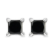 Black Diamond Stud Earrings ( With Push Back) in Platinum Overlay Sterling Silver 1.09 Ct.