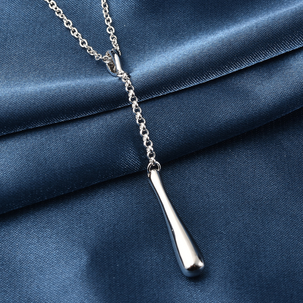 LucyQ Drip Collection - Pendant with Chain (Size 18 with 2 inch Extender) with Lobster Clasp in Rhodium Overlay Sterling Silver