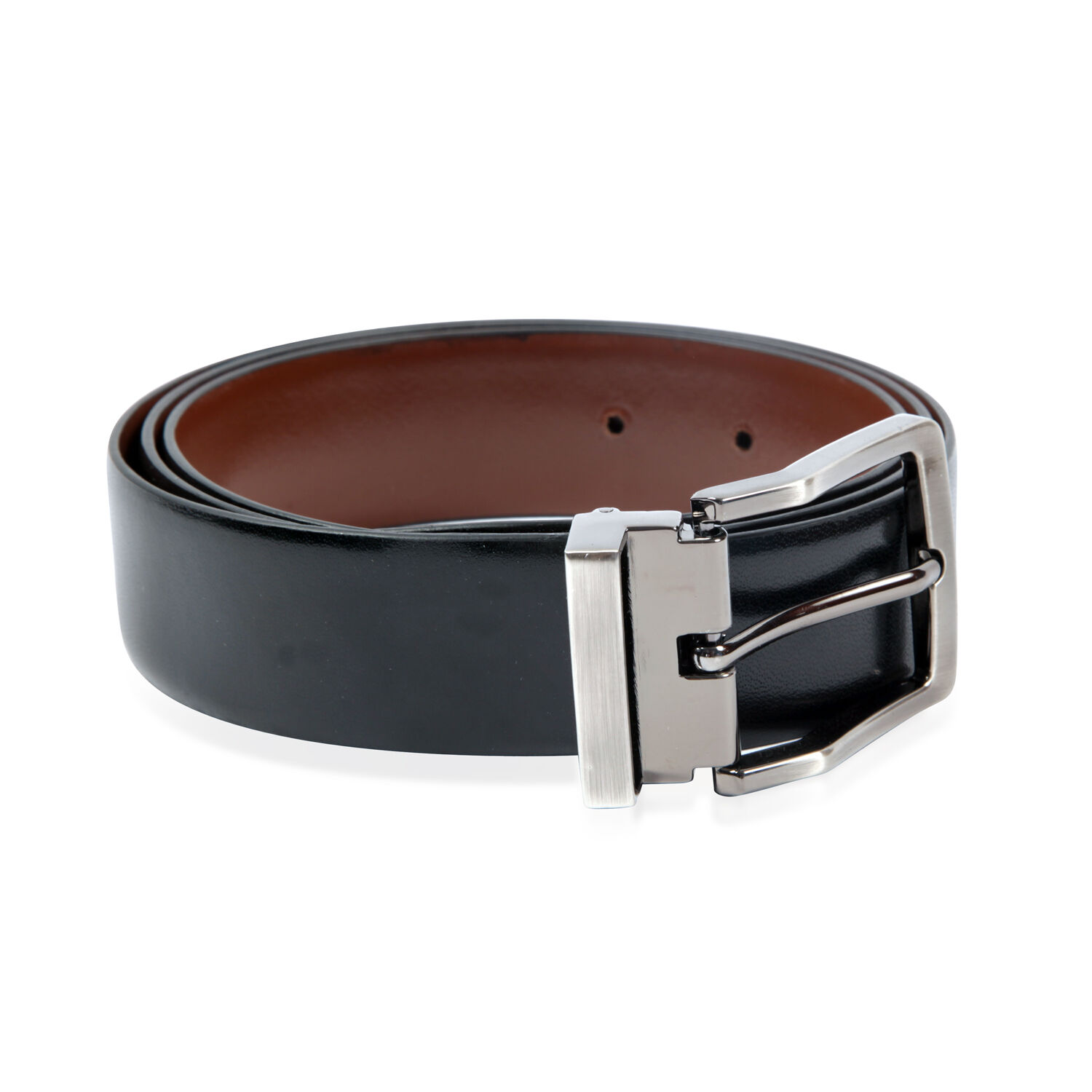 Genuine Leather Black Colour Mens Belt with Silver Tone Buckle (Size 38-42 Inch)